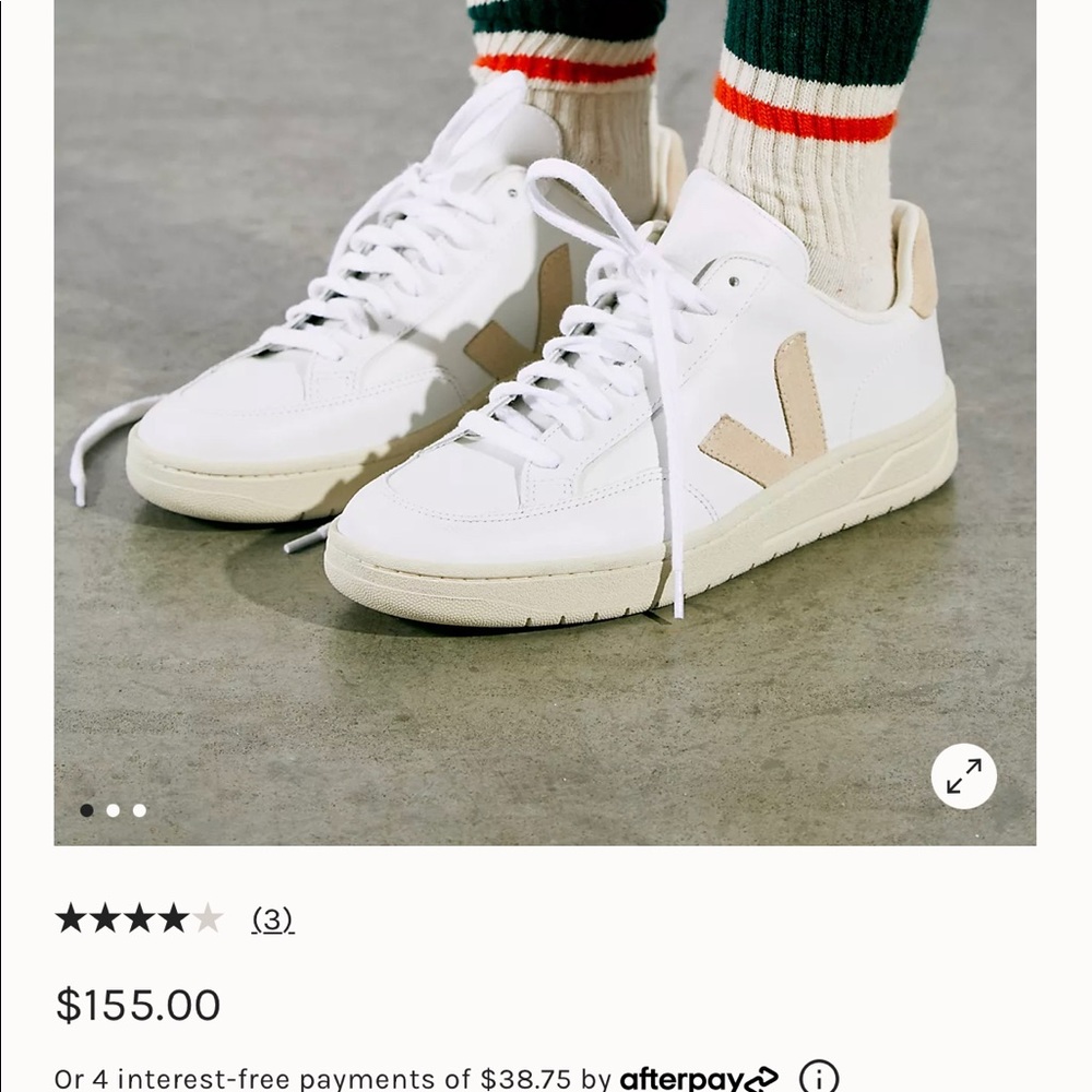 VEJA V-12 B-Mesh Women's White Tan Fashion Sneaker Sz 7.  "Pre-owned".